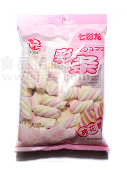 七彩花彩条棉花糖