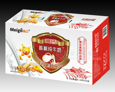 美口高鈣8個(gè)核桃純牛奶