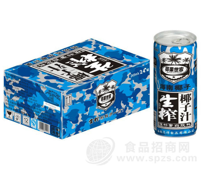 易拉罐生榨椰子汁245ml*24罐