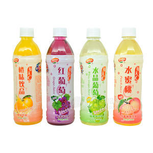 500ml橙味、紅葡萄、水晶葡萄、水蜜桃飲料