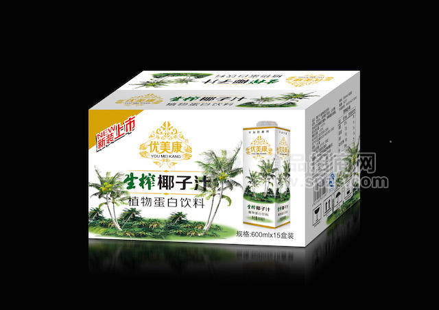 600ml優(yōu)美康生榨椰子汁紙箱效果