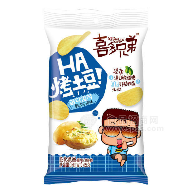 ·喜多兄弟 烤土豆 韩式牛肉味 膨化食品 45g 