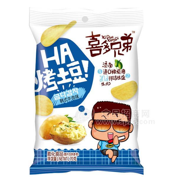 ·喜多兄弟 烤土豆 韩式牛肉味 膨化食品 70g 