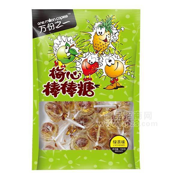 万份之一  （绿茶味）梅心棒棒糖 130g