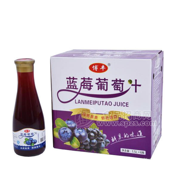 博豐果匯 藍(lán)莓葡萄汁果汁飲料1.5Lx6瓶