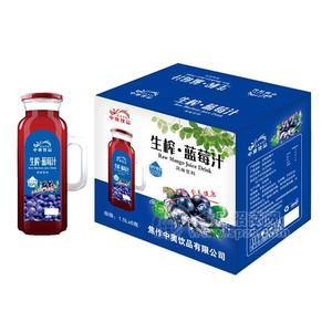中奥饮品蓝莓汁带手把果汁饮料1.5Lx6瓶