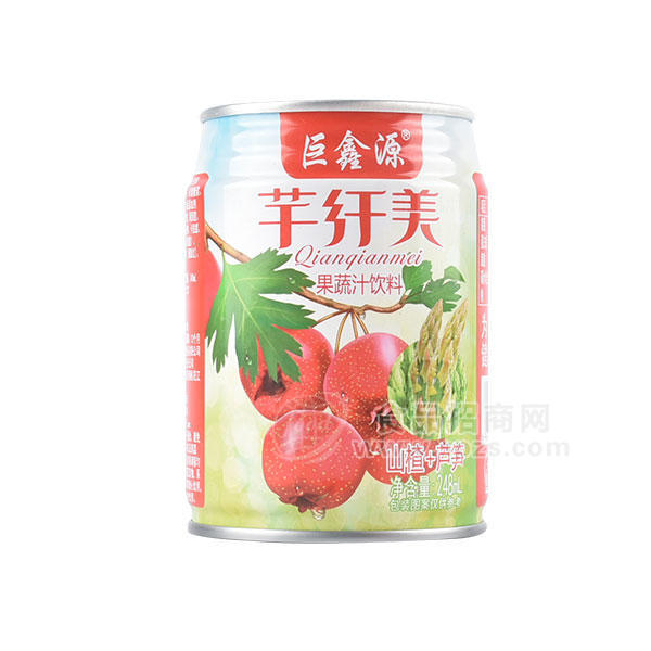 巨鑫源芊纖美果蔬汁飲料山楂+蘆筍248ml