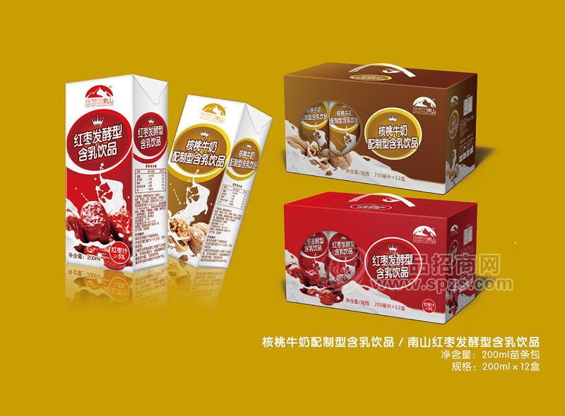 核桃牛奶配制型含乳飲品&紅棗牛奶發(fā)酵型乳飲料200ml