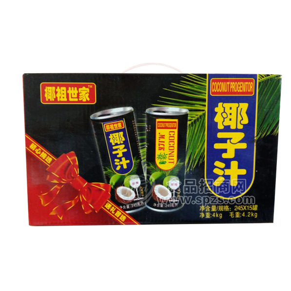 椰祖世家生榨椰子汁245ml×15罐包裝箱