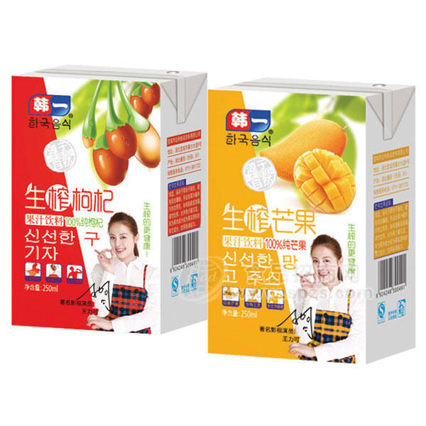 ·韩一 生榨枸杞 生榨芒果 果汁饮料250ml 