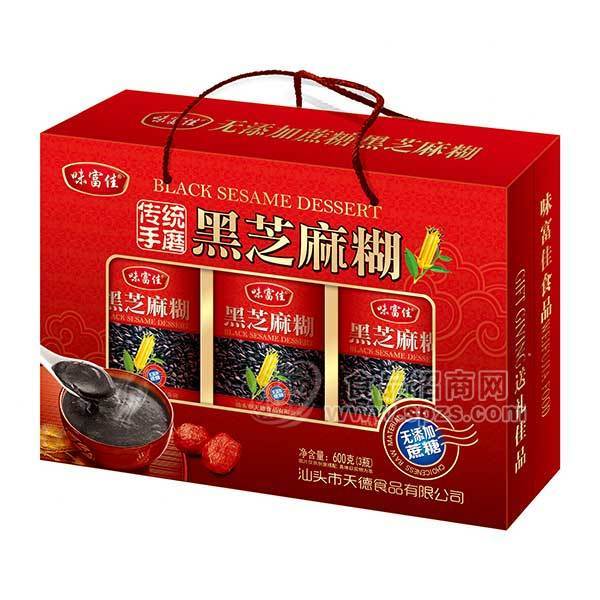 味富佳传统手磨黑芝麻糊600gx3瓶