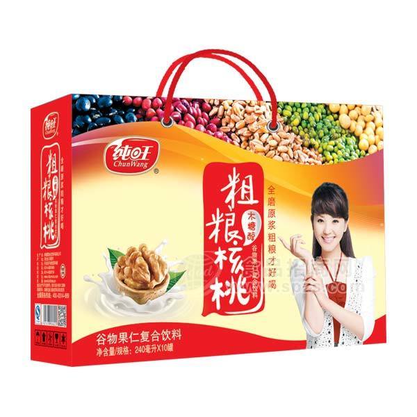 纯旺木糖醇粗粮核桃谷物果仁复合饮料240mlx10罐