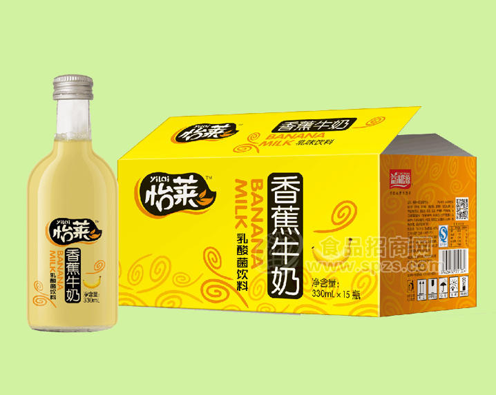 怡莱香蕉牛奶乳酸菌饮料330mlx15瓶