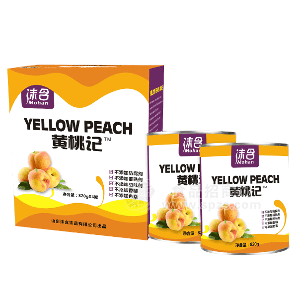 ·沫含黄桃记 黄桃罐头820gx4罐 