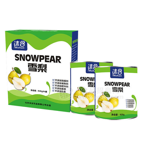 ·沫含雪梨 水果罐头820gx4罐 