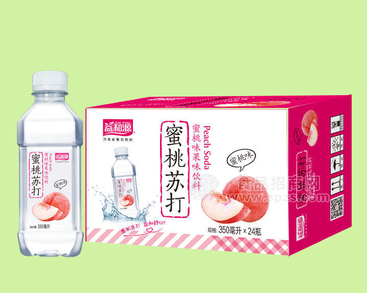 益和源  蜜桃味果味苏打 箱装350mLx24瓶