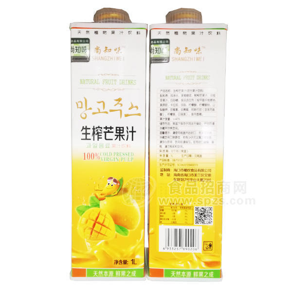 ·尚知味 生榨芒果汁饮品 1L 