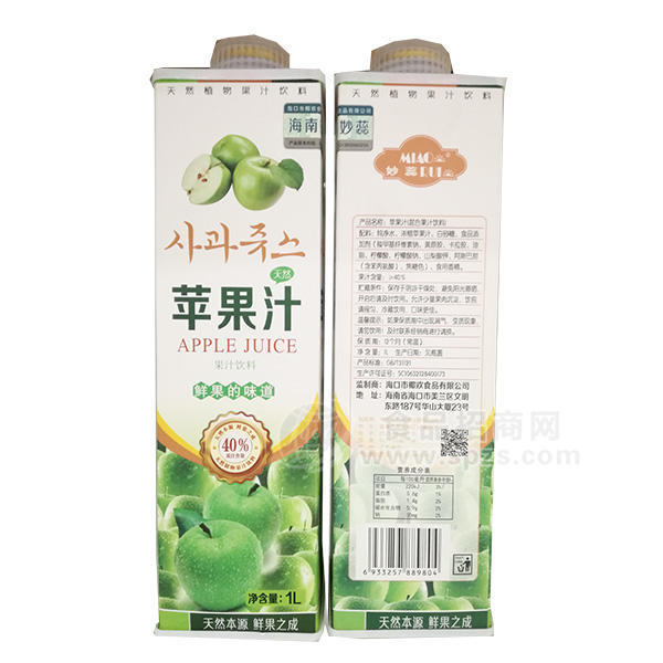 ·妙蕊 苹果汁饮品 1L 