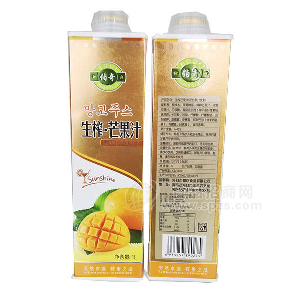·伯奇  生榨芒果汁饮品1L 