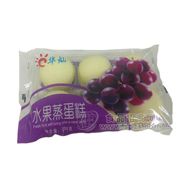 ·华灿水果蒸蛋糕红提味200g 