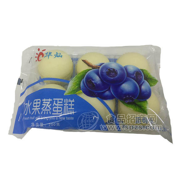 ·华灿水果蒸蛋糕蓝莓味200g 