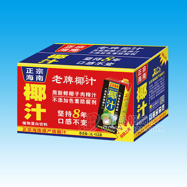 ·老牌椰  椰汁 植物蛋白饮料 箱装1Lx12盒 