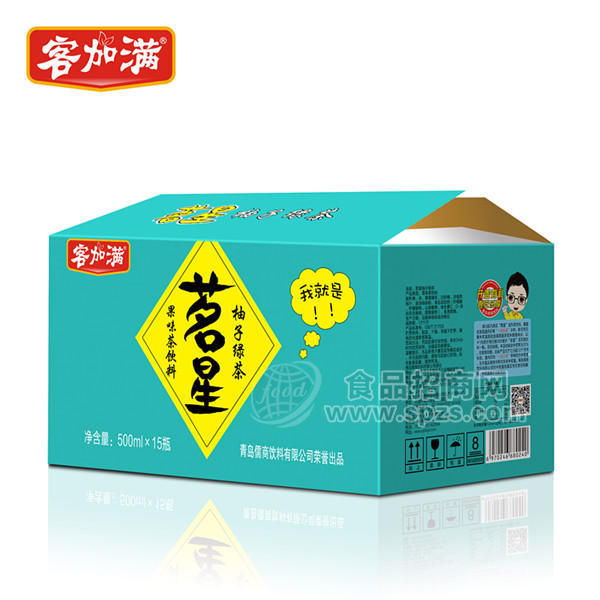 ·客加满茗星柚子绿茶 果味茶饮料 500mlx15瓶 