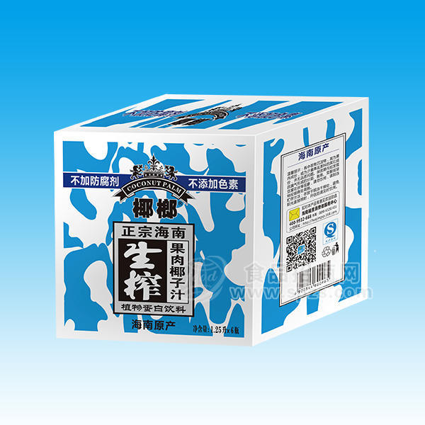 ·椰榔  生榨果肉椰子汁 植物蛋白饮料箱装 1.25Lx6瓶 