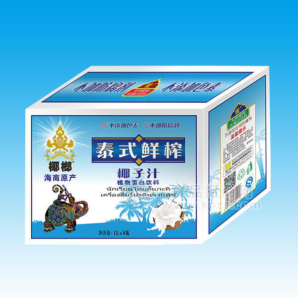 ·椰榔  泰式鲜榨椰子汁 植物蛋白饮料 箱装1Lx8瓶 