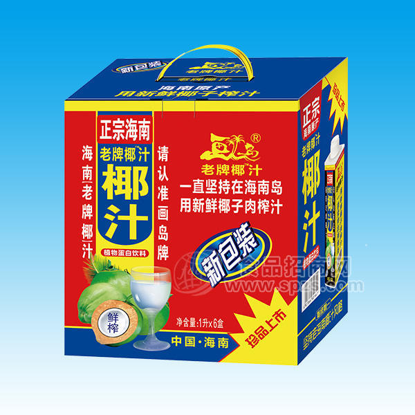 ·画岛  老牌椰  椰汁植物蛋白饮料箱装 1Lx6盒 