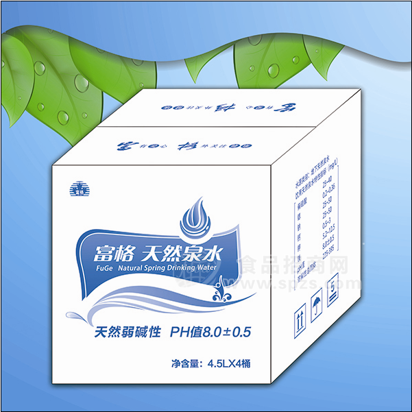 富格飲品桶裝系列——4.5Lx4 弱堿性天然泉水 天然礦泉水