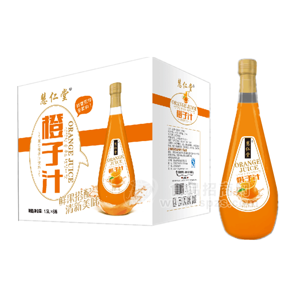 慧仁堂橙子汁 果汁饮料1.5Lx6瓶