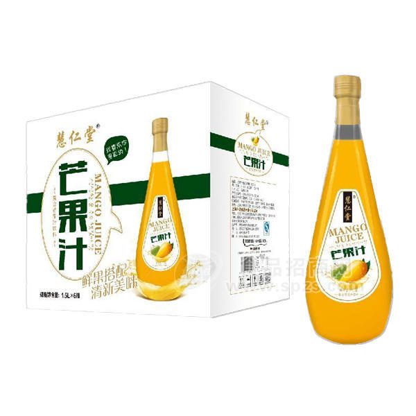 ·慧仁堂芒果汁 果汁饮料1.5Lx6瓶 