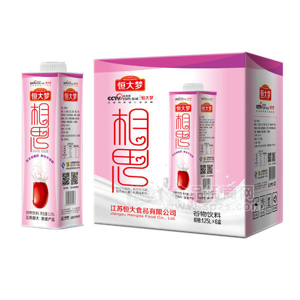 ·恒大梦相思红豆谷物饮料1.25Lx6盒 