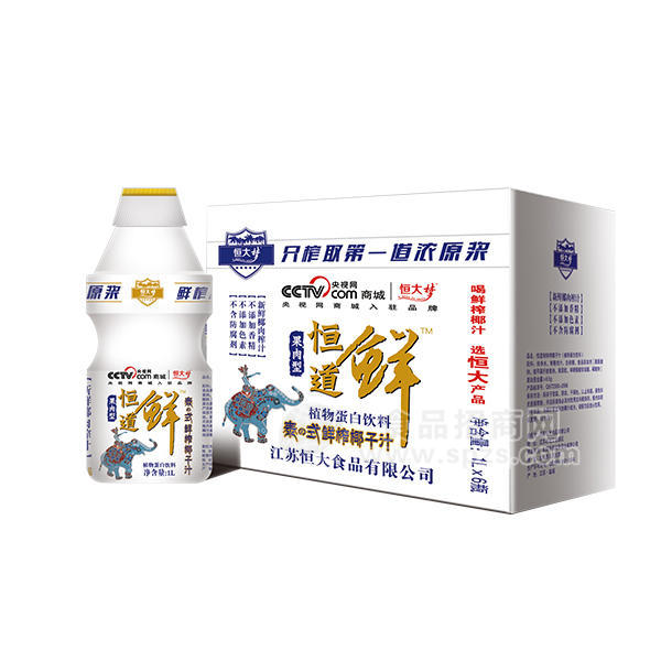 ·恒道鲜果肉型泰式鲜榨椰子汁1Lx6瓶 