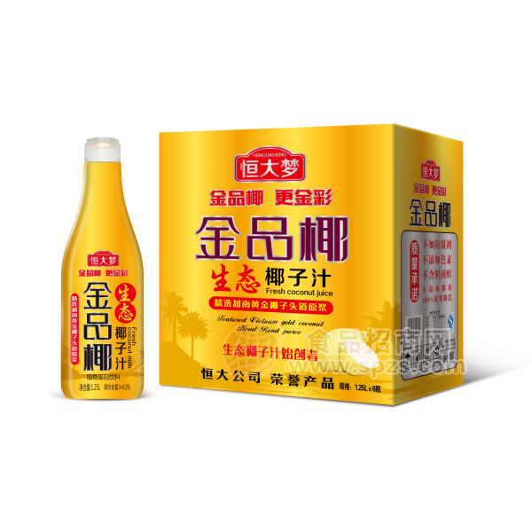 ·恒大梦 金品椰 椰子汁饮料 1.25L 