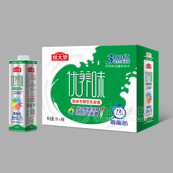 ·恒大梦 优养味 原味发酵型乳酸菌饮料1L 