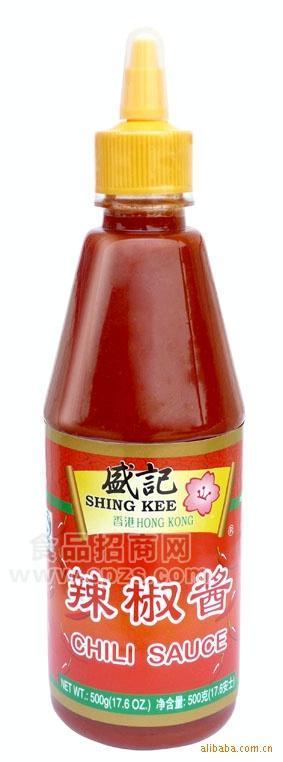 供应香港式调味品12X500克尖嘴瓶盛记牌辣椒酱