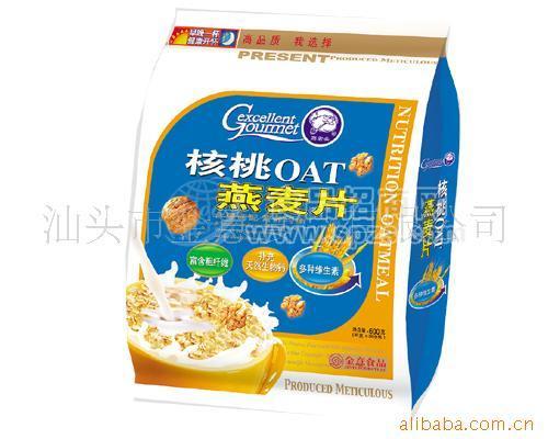 供應(yīng)600克袋裝核桃味燕麥片【提供貼牌代加工】出口oatmeal