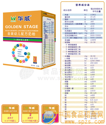 华威金装G系盒装列奶粉
