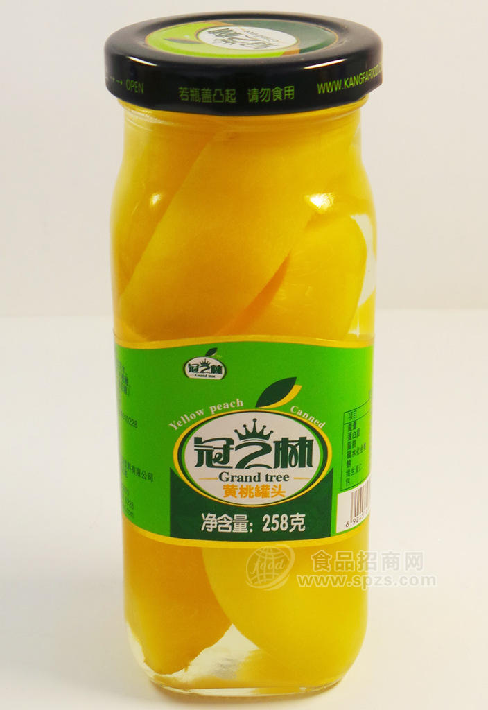 供應(yīng)康發(fā)食品 冠之林258g系列 黃桃罐頭