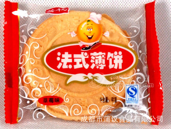 供应饼干糕点 四川特产休闲食品代理 蒲议法式煎饼草莓味散装