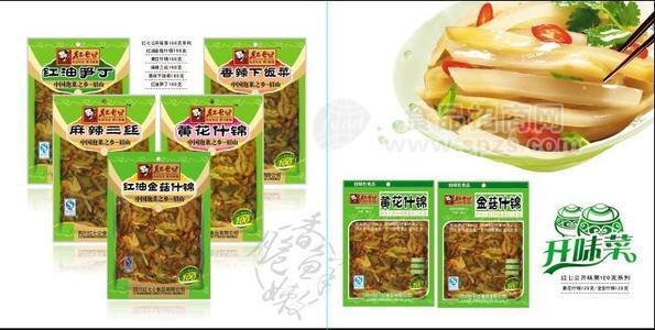 麻辣休闲食品类开味菜（红油笋丁、金针菇）