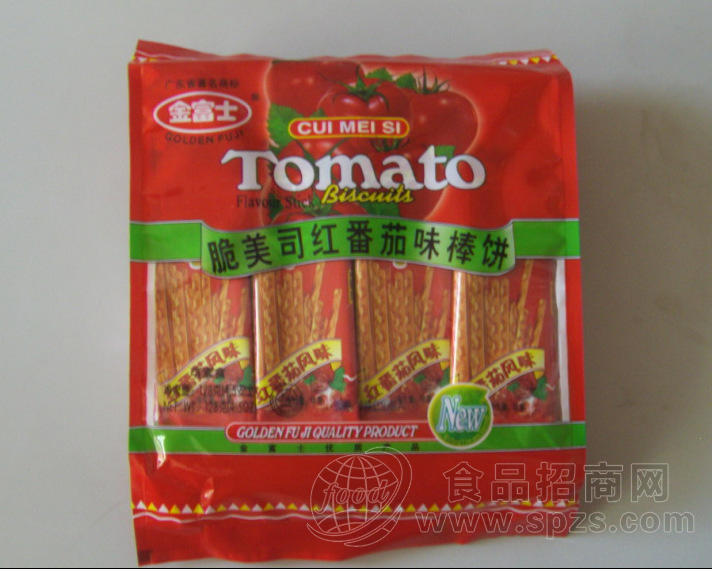 供应厂家特销 批发 128g金富士脆美司红番茄味棒饼