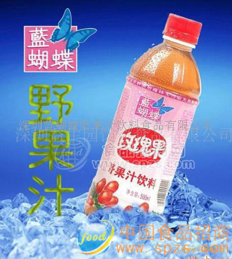 蓝蝴蝶玫瑰果野果汁饮料