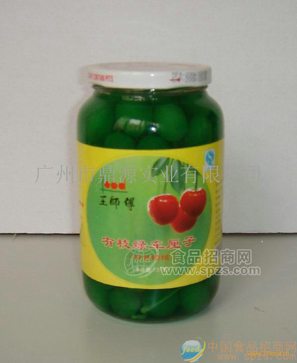 供应有枝绿车厘子罐头