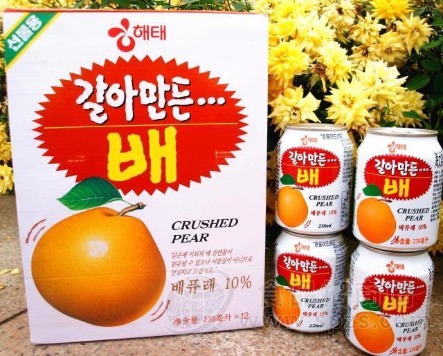 韩国进口 乐天饮料 海太梨果肉果汁238ml