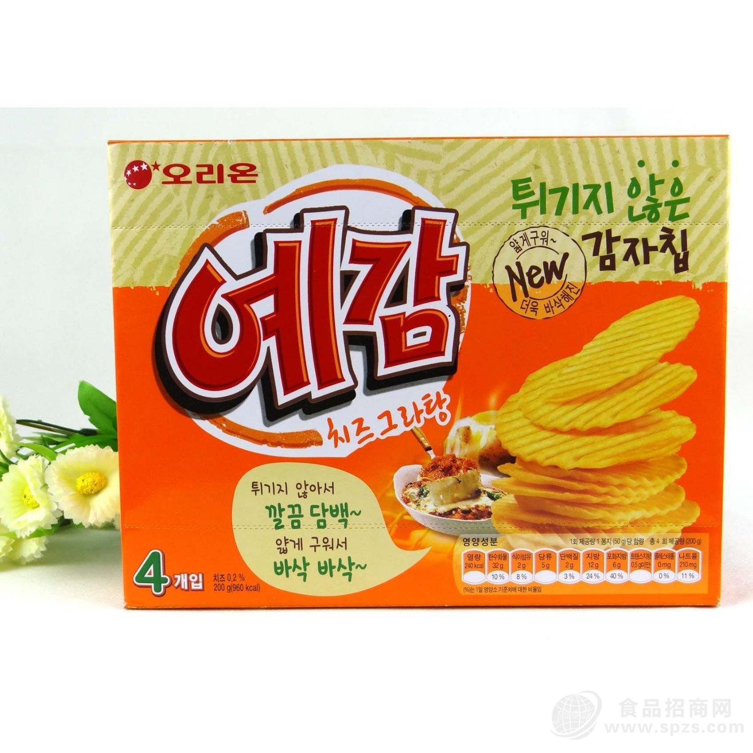 供应韩国特产进口零食好丽友 奶酪味烤薯片 进口好丽友薯片 200g