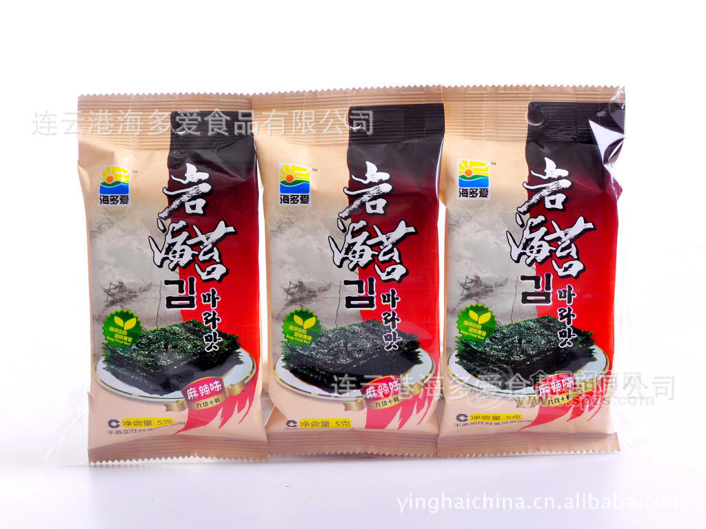 海苔 連云港海多愛15G(5g*3)麻辣味韓國口味食品、海苔批發(fā)