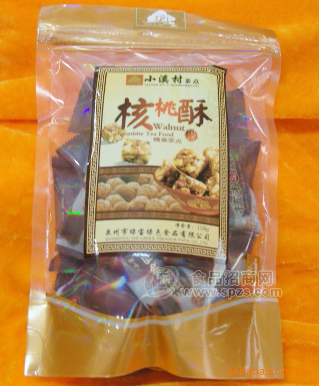 供應(yīng)158g立式袋裝核桃酥茶食品 OEM加工 貼牌生產(chǎn)